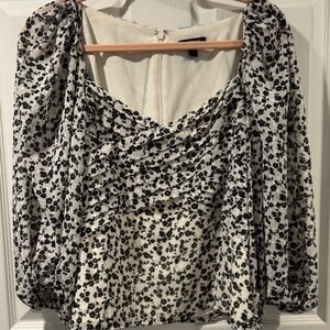 Express Black and White Floral Blouse